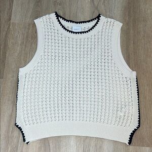 Varley Delaney Cream and Black Open Stitch Sweater Vest